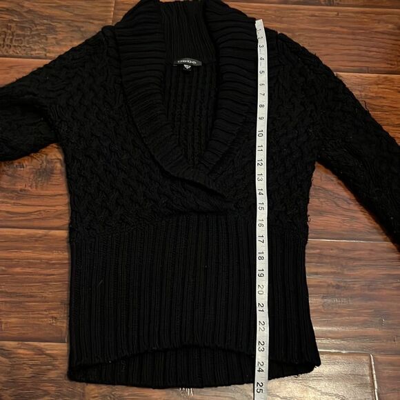Bebe Black Chunky Deep V Front Pullover Sweater - Picture 6 of 10